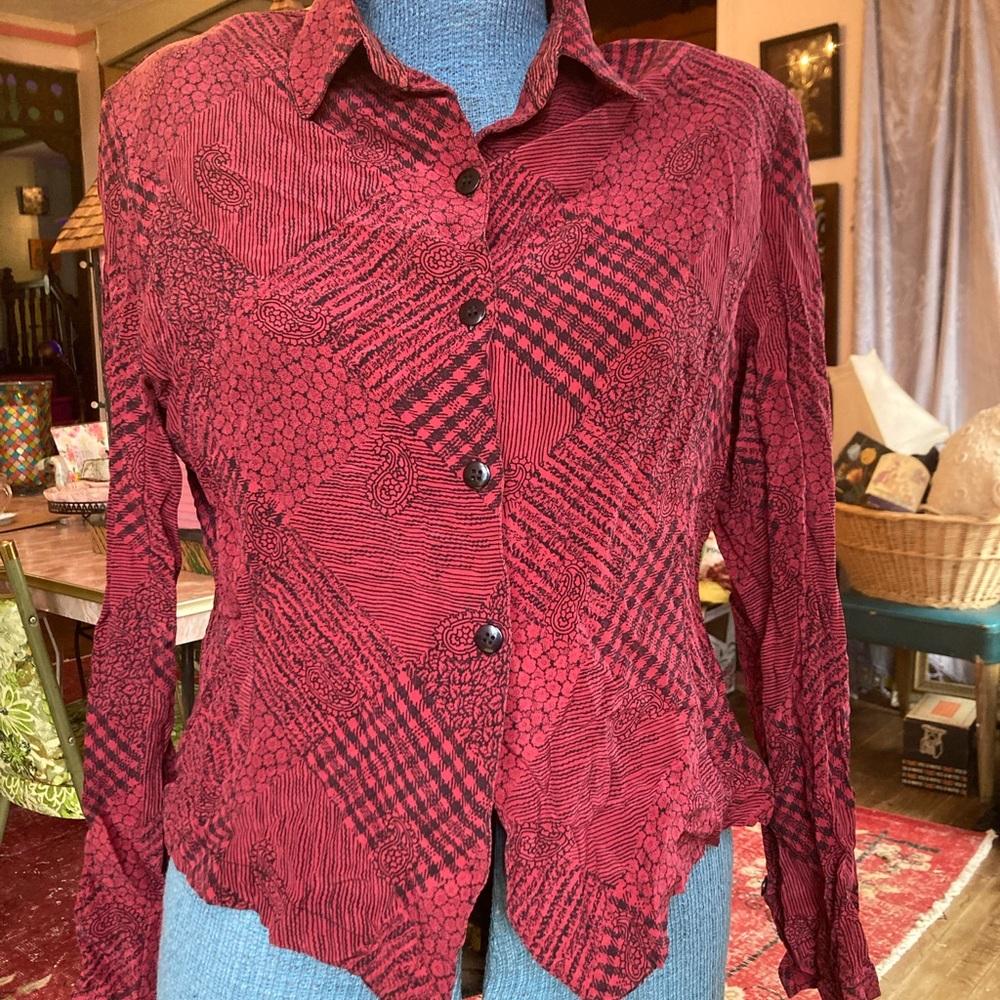 Lost Red Patterned Button-Down Shirt